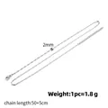 Collier minimaliste unisexe à maillons plats en acier titane argenté de 2 mm - Chaîne Lèvres / Acier