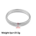 10mm silbernes Stretch-Armband aus Edelstahl mit Schlangenknochen-Struktur für Damen - Stahlfarbe Elastisches Armband 10mm
