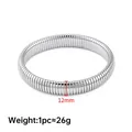 12mm silbernes Stretch-Schlangenknochen-Armband aus Edelstahl mit Rippenstruktur - Stahlfarbe Elastisches Armband 12mm