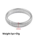 Silbernes geripptes Edelstahl-Stretcharmband mit 14mm Breite und 31g Gewicht - Stahlfarbe Elastisches Armband 14mm