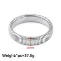 Silver stainless steel 16mm wide stretch snake bone bracelet with vertical rib texture - Steel Color Elastic Bracelet 16mm