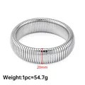 Silver stainless steel snake bone bangle with 20mm width and vertical segment design - Steel Color Elastic Bracelet 20mm