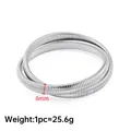 Double-layered 8mm wide elastic snake chain bracelet in polished silver stainless steel - Steel Color Double Layer Elastic Bracelet 8mm