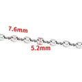 Polished stainless steel coffee bean chain links measuring 7.6mm by 5.2mm - Steel Color (5.2mm)