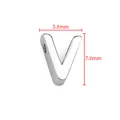 Perle lettre V en acier inoxydable poli pour bijoux DIY, taille 5,8 mm par 7,6 mm - Lettre V
