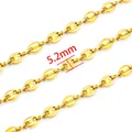 Golden coffee bean style stainless steel chain with 5.2mm link width for DIY jewelry - Vacuum Gold (5.2mm)