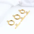 Vue détaillée des fermoirs à bascule OT en acier inoxydable doré pour bijoux DIY - Petit Style / Or