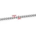 Polished silver stainless steel curb chain 3mm wide with 0.8mm wire thickness - Steel