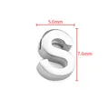 Perle lettre S en acier inoxydable poli pour bijoux DIY avec dimensions indiquées - Lettre S