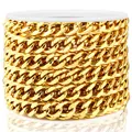 Dettaglio catena cubana in acciaio dorato su rocchetto per creazione gioielli fai-da-te - 1.4x5.2mmx7mm / Oro