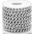 Dettaglio catena a maglie argento su rotolo in acciaio inossidabile per gioielli fai-da-te - 1.6x6mmx9mm / Color Acciaio