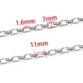 Silver stainless steel twisted oval chain link with 1.6mm width and 7mm length - Twisted Oval Cross Chain (B057) / 1.6x7mm / Steel