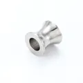 Macro detail of silver stainless steel saddle plug spacer bead with a hollow tunnel core - Small Style (A085) / Steel