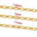 Golden stainless steel twist chain with 1.6mm width and 11mm oval link dimensions - Twisted Oval Cross Chain (B057) / 1.6x7mm / Gold
