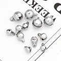 Various sizes of polished silver stainless steel hollow bells for DIY jewelry making - S / Steel