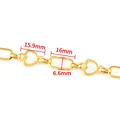 Gold stainless steel heart and oval link chain for DIY necklace making 16mm - Gold