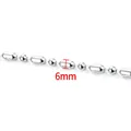 Silver stainless steel 6mm rice bead chain necklace with polished cylinder links - Round Oval Combined Chain / 6mm / Steel