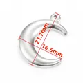 Polished silver stainless steel moon pendant, 21.7x16.5mm size DIY jewelry accessory - Mirror Polished Crescent Pendant / Steel