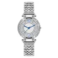 Montre à quartz luxe argentée pour femme avec strass et cadran élégant à rayons de soleil - Montre Seule / Argent