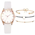 Set orologio donna oro rosa con quadrante floreale e bracciali eleganti abbinati - Orologio con Bracciale / Bianco