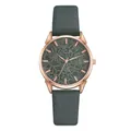 Orologio al quarzo classico da donna con cinturino in PU verde scuro e quadrante floreale - Solo orologio / Verde