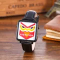 Macro shot of stylish square quartz watch with colorful owl dial design on wooden surface - Red Yellow White Owl Pattern (1)
