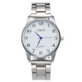 Orologio al quarzo classico in acciaio inossidabile argento con quadrante bianco e lancette blu - Cassa Argento Quadrante Bianco Uomo