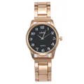 Orologio al quarzo da donna in oro rosa con elegante quadrante nero e cinturino - Cassa Oro Rosa Quadrante Nero Donna