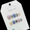Handmade press-on nails with 3D star patterns and metallic mirror finish designs - Extra Small (XS)