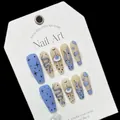 Uñas postizas azul mate hechas a mano con arte de graffiti de serpiente y ojo malvado - XS / Ojo Extraño Mate