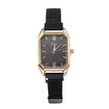 Octagonal rose gold quartz watch with a grey sunray dial and black magnetic mesh band - Black