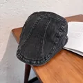 Dettaglio ravvicinato della trama in denim lavato e delle cuciture di un berretto vintage - M (55-59cm) / Nero Carbone