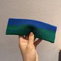 Dettaglio della fascia sportiva in maglia con motivo a onde per fitness donna - Blu Reale e Verde