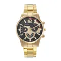 Reloj de hombre en acero inoxidable dorado con esfera negra y manecillas luminosas - Dorado