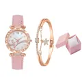 Damen-Armbanduhr in Rosa mit roségoldenem Sternenarmband und eleganter Geschenkbox - Rosa