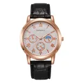 Classic rose gold quartz watch with white sunray dial and black leather strap - White Dial Black Strap