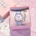 Cute bunny watch and star charm bracelet set in pink gift box for girls - Watch Jewelry Gift Box / Blue