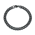 Classic black stainless steel Cuban link bracelet with lobster clasp for men - Black Bracelet