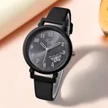 Close-up of Tadi quartz watch with grey sunray dial and white butterfly patterns - Black
