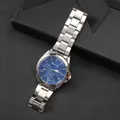 Montre d'affaires pour hommes avec bracelet en acier argenté et cadran bleu en coffret - Boîtier Argenté Cadran Bleu