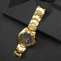 Men's gold stainless steel quartz watch with black chronograph dial on a gift box - Gold Case Black Dial