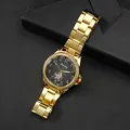 Orologio coppia Rinnandy dorato con quadrante nero e stella di diamanti su scatola - Cassa Oro Quadrante Nero