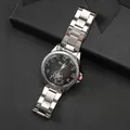 Classic silver stainless steel men's business watch with black dial and star detail - Silver Case Black Dial