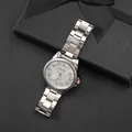 Silver quartz watch for men with stainless steel strap and fluted bezel in gift box - Silver Case White Dial