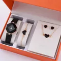 Set orologio donna con collana bracciale e orecchini cuore nero in confezione regalo - Nero Oro Cuori Multipli
