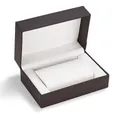 Scatola per orologio marrone testurizzata con interno bianco e cuscino incluso - Scatola Lunga Marrone Scuro