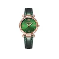 Dettaglio del quadrante verde con finitura a raggio di sole e ghiera in oro rosa sfaccettata - Solo orologio / Verde