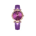 Détails du cadran violet avec chiffres romains et lunette en or rose taillée en diamant - Montre Seule / Violet