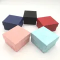 Set of square textured paper gift boxes in five colors with a classic lid and base design - Ordinary Cross Pattern Box