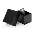 Classic black square watch gift box with textured finish and soft interior pillow - Litchi Texture Box